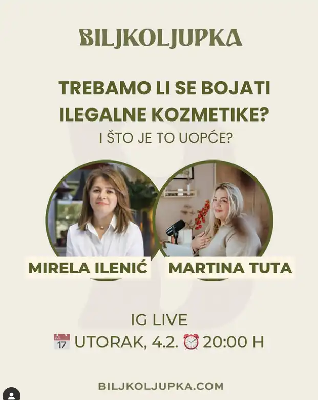 Biljkoljupka i Mirena Ilenić će danas održati zanimljiv Instagram live o ilegalnoj kozmetici Biljkoljupka i Mirena Ilenić će danas održati zanimljiv Instagram live o ilegalnoj kozmetici